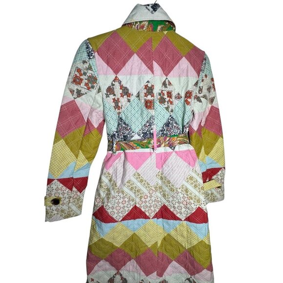 Love the Label quilted Duster Colette trench Coat size small NWT Patchwork - Picture 6 of 13